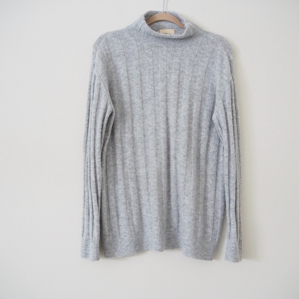 Elie Tahari Wool Mock Neck Ribbed Sweater